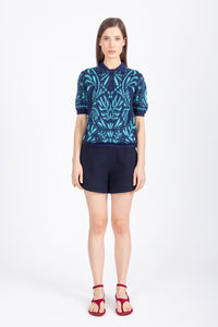 Jacquard Pullover, Urban Botanic Pattern - Navy Wash - “Only 1 Available”