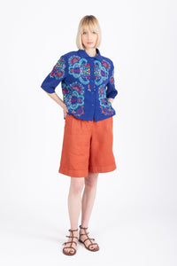 Jacket with Embroidery, Ornament Pattern - Navy Wash