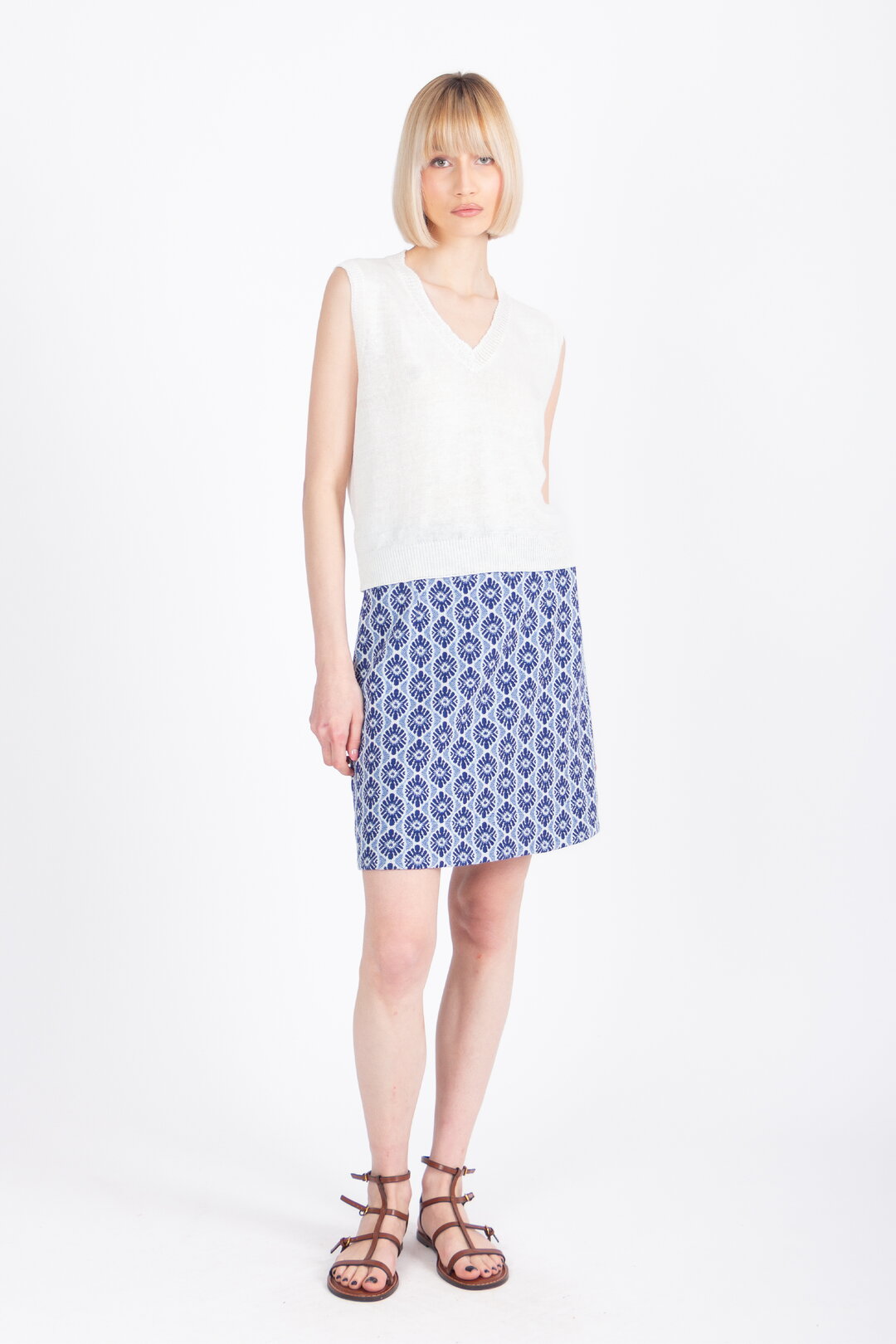 Skirt, Mediterranean Pattern - Navy Wash