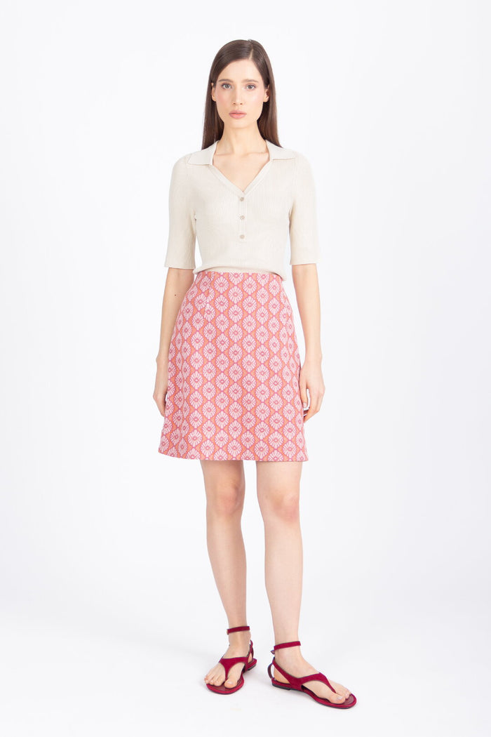 Ivko Skirt, Mediterranean Pattern - Light Pink Wash