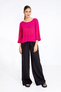 Boat neck Pullover, Structure Pattern Magenta Wash