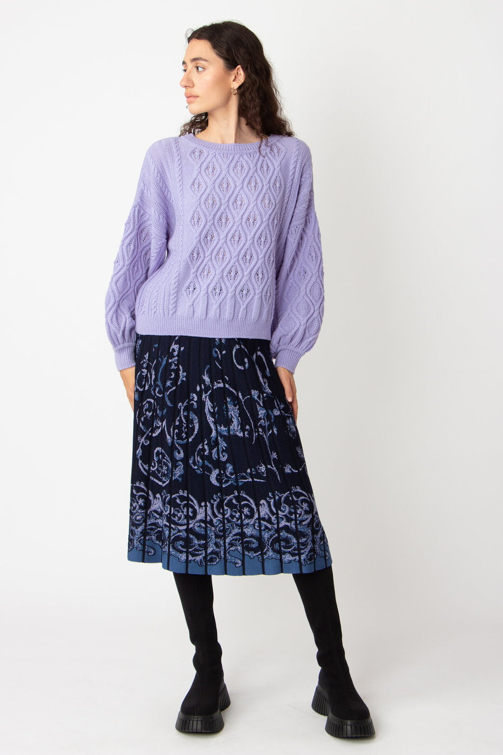 Jacquard Midi Skirt, Illumination Pattern