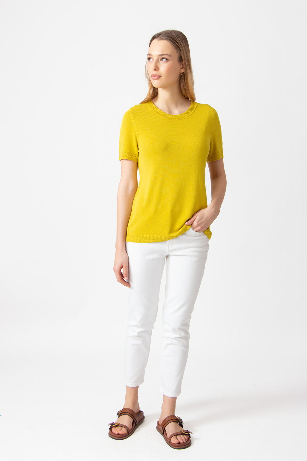 Pullover O-Neck yellow Wash