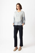 Jacquard Cardigan, Garden Nostalgic Pattern China Blue Wash
