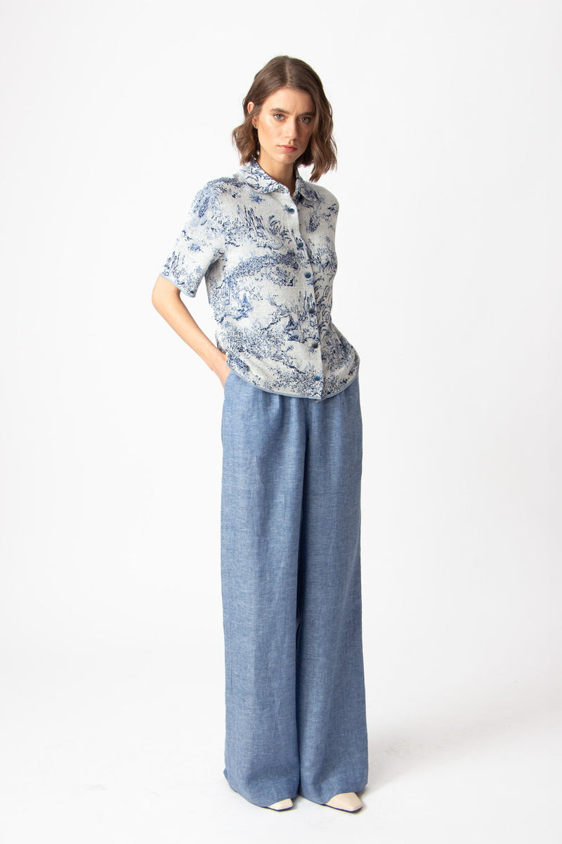 Pullover, Garden Nostalgic Pattern China Blue Wash
