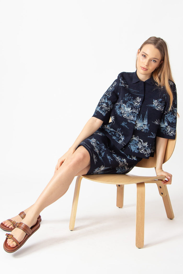 Skirt with Embroidery, Garden Nostalgic Pattern