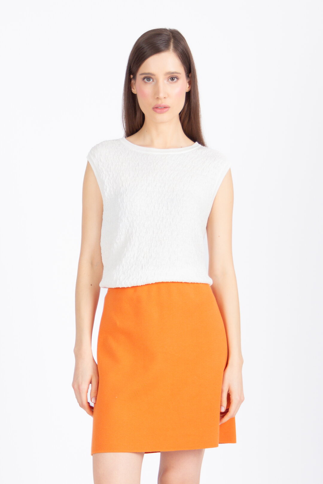 Sleeveless Pullover, Structure Pattern Off White Wash