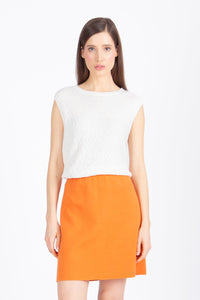 Sleeveless Pullover, Structure Pattern Off White Wash