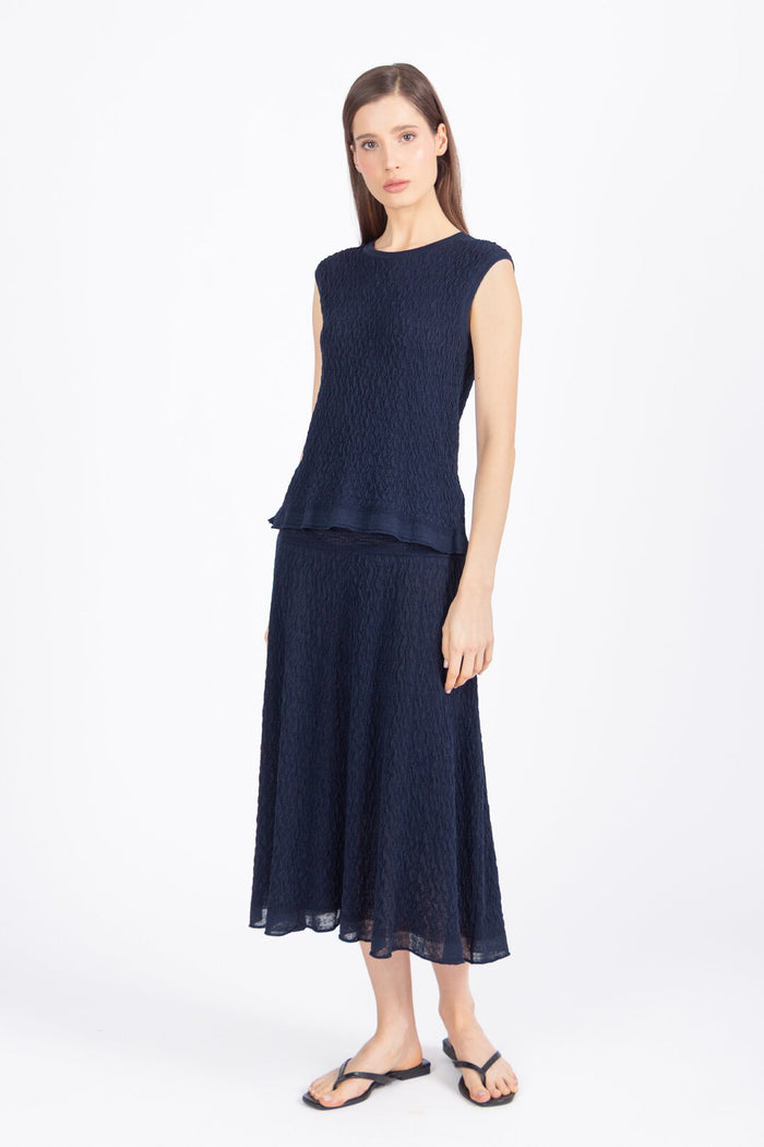 Skirt, Structure Pattern - Navy Wash