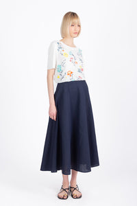 Linen Skirt - Navy Wash
