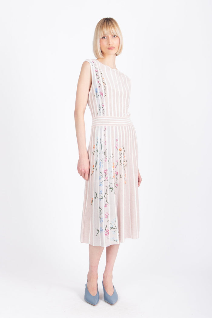 Sleeveless Dress, Floral Pattern Light Pink Wash
