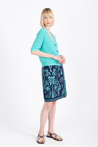 Jacquard Wrap Skirt, Urban Botanic Pattern - Navy Wash - “Only 1 Available”