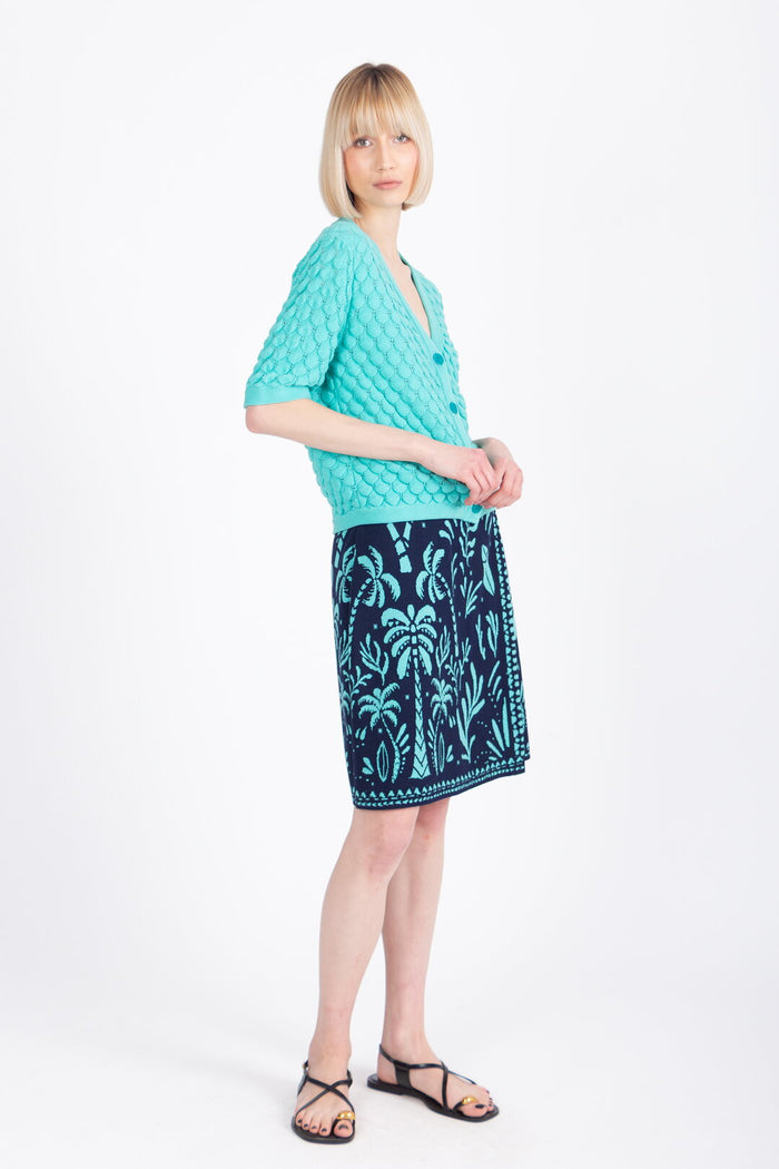 Jacquard Wrap Skirt, Urban Botanic Pattern - Navy Wash - “Only 1 Available”