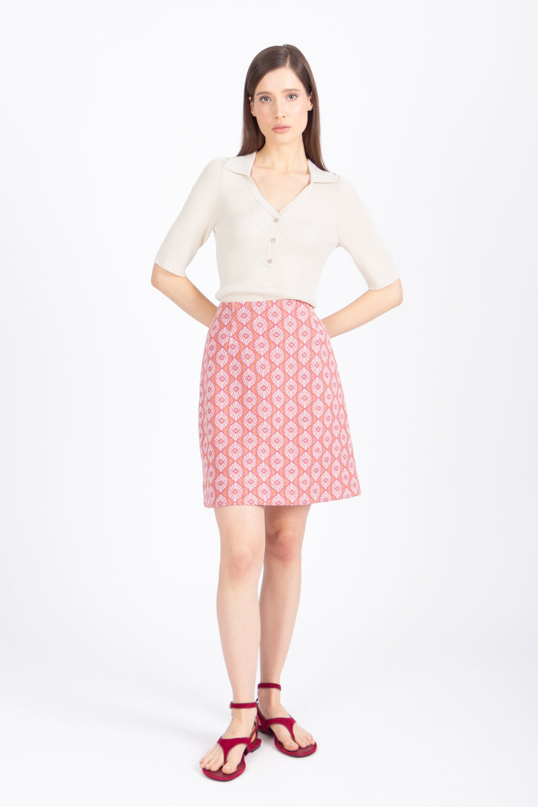 Ivko Skirt, Mediterranean Pattern - Light Pink Wash