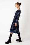 Jacquard Dress, Illumination Pattern Navy Wash