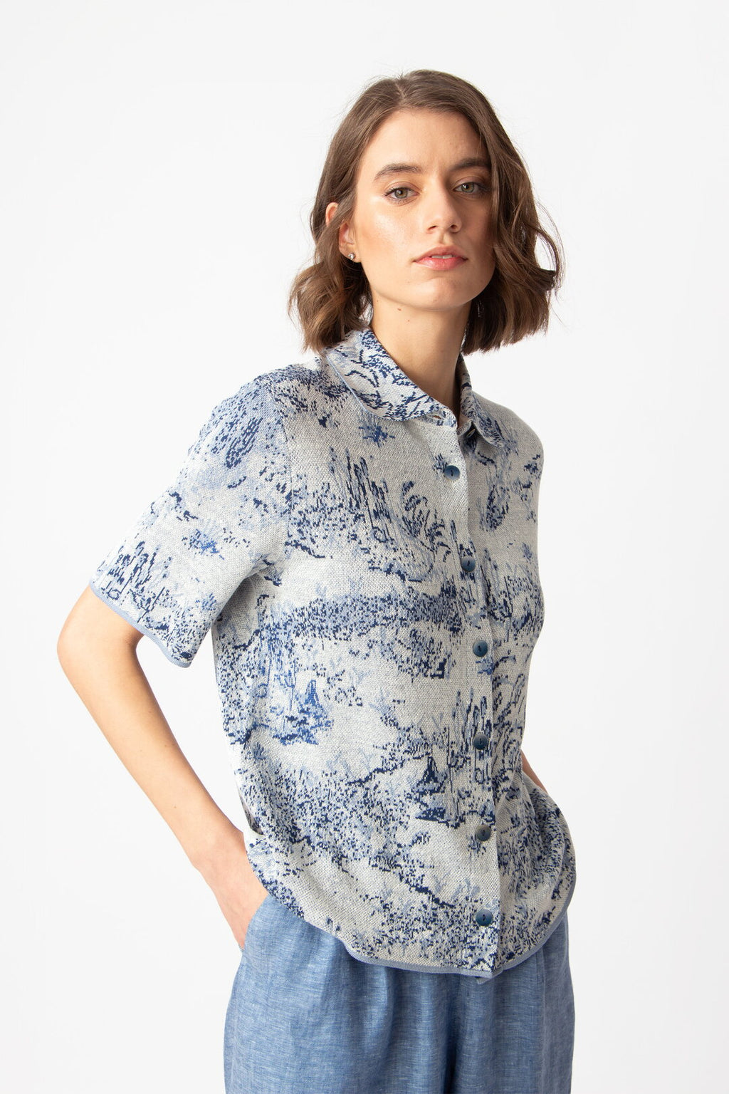 Pullover, Garden Nostalgic Pattern China Blue Wash