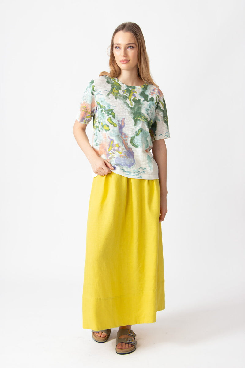 Printed Pullover, Terrain Pattern White Wash