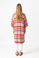 Long Coatigan, Retro Crochet Pattern Coral Wash