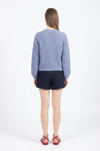 Solid Cardigan, Structure Pattern - Smokeblue Wash -“Only 1 Available”
