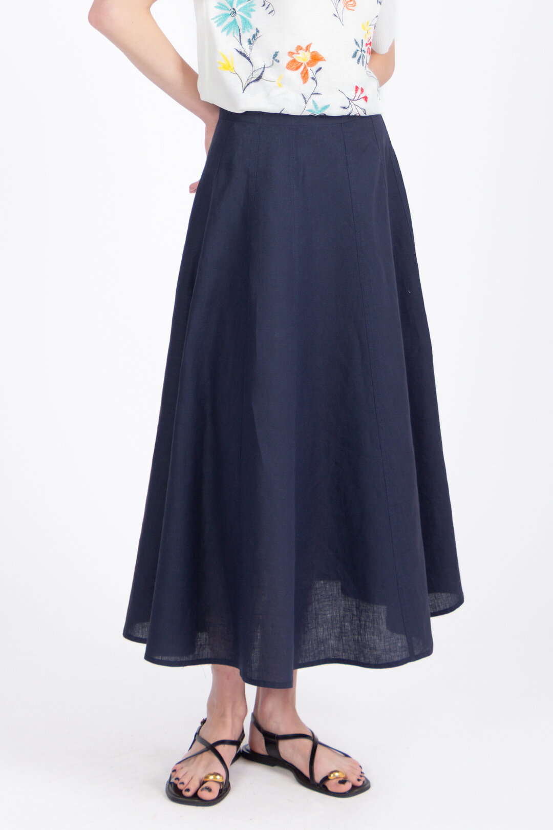 Linen Skirt - Navy Wash