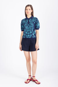Jacquard Pullover, Urban Botanic Pattern - Navy Wash - “Only 1 Available”