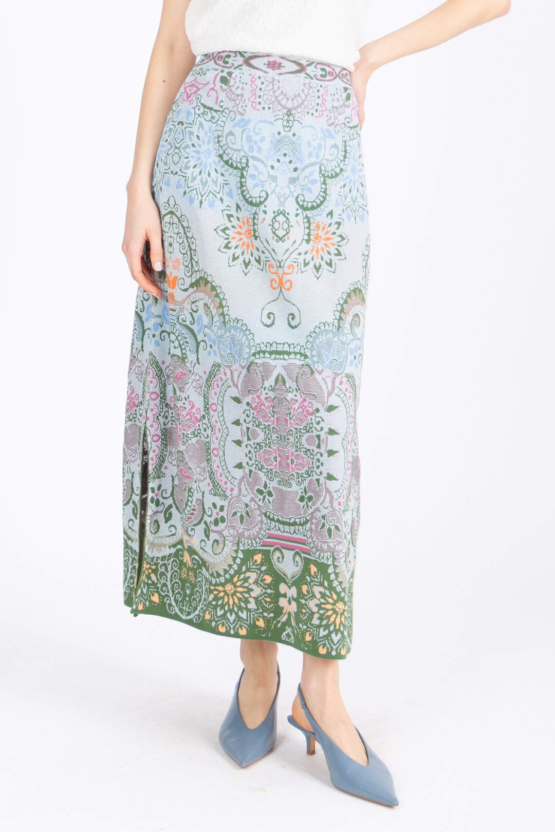 Long Skirt, Ornament Pattern - Sky Wash - “Only 1 Available”