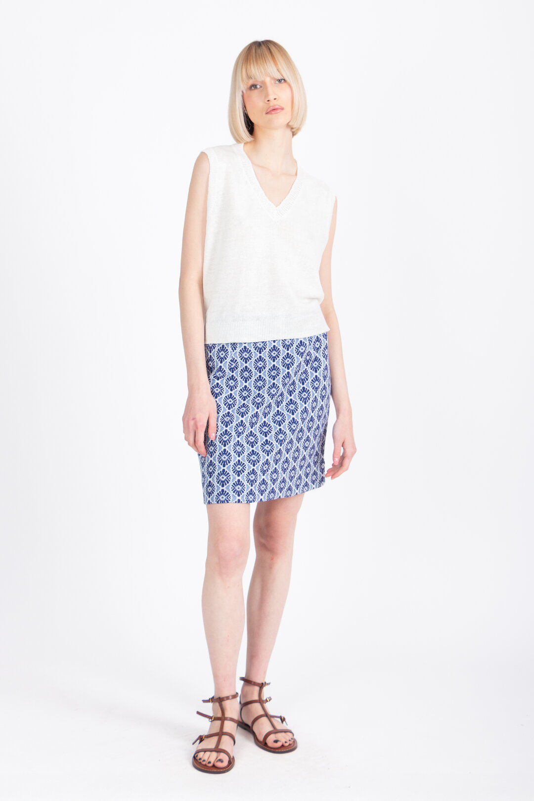 Skirt, Mediterranean Pattern - Navy Wash
