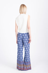 Jacquard Pants, Mediterranean Pattern - Navy Wash