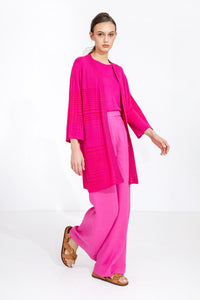 Long Cardigan, Structure Pattern Magenta Wash
