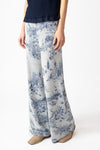 Jacquard Pants, Garden Nostalgic Pattern China Blue Wash