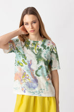 Printed Pullover, Terrain Pattern White Wash