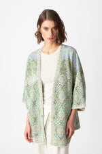 Long Cardigan, Morocco Pattern Pastel Green Wash