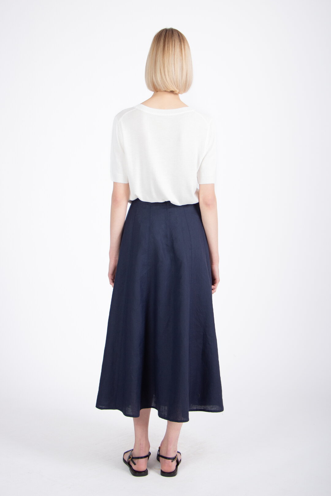 Linen Skirt - Navy Wash