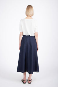 Linen Skirt - Navy Wash
