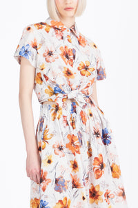 Ivko Pencil Skirt Floral Pattern - Orange & White Wash