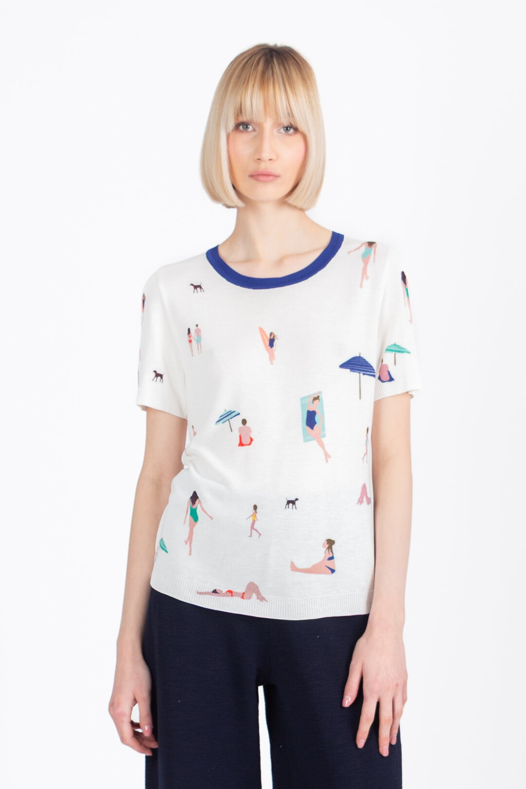 Pullover, Beach Fun Motif White Wash