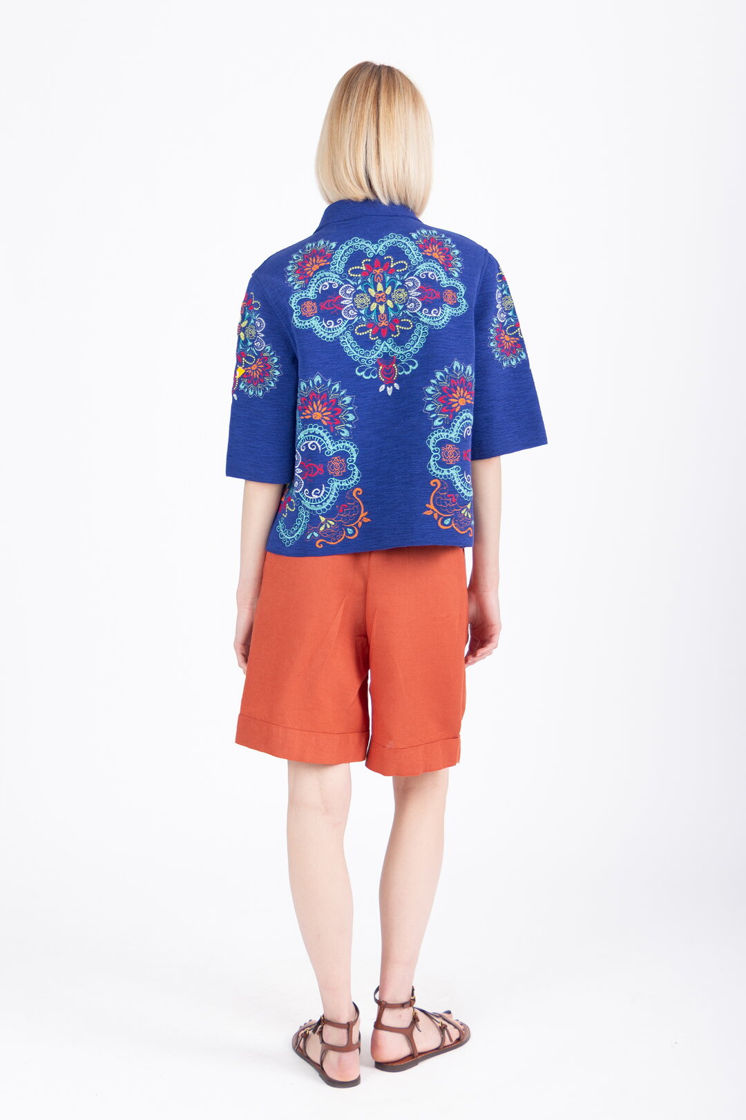 Jacket with Embroidery, Ornament Pattern - Navy Wash