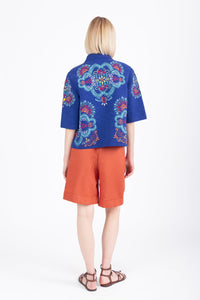 Jacket with Embroidery, Ornament Pattern - Navy Wash