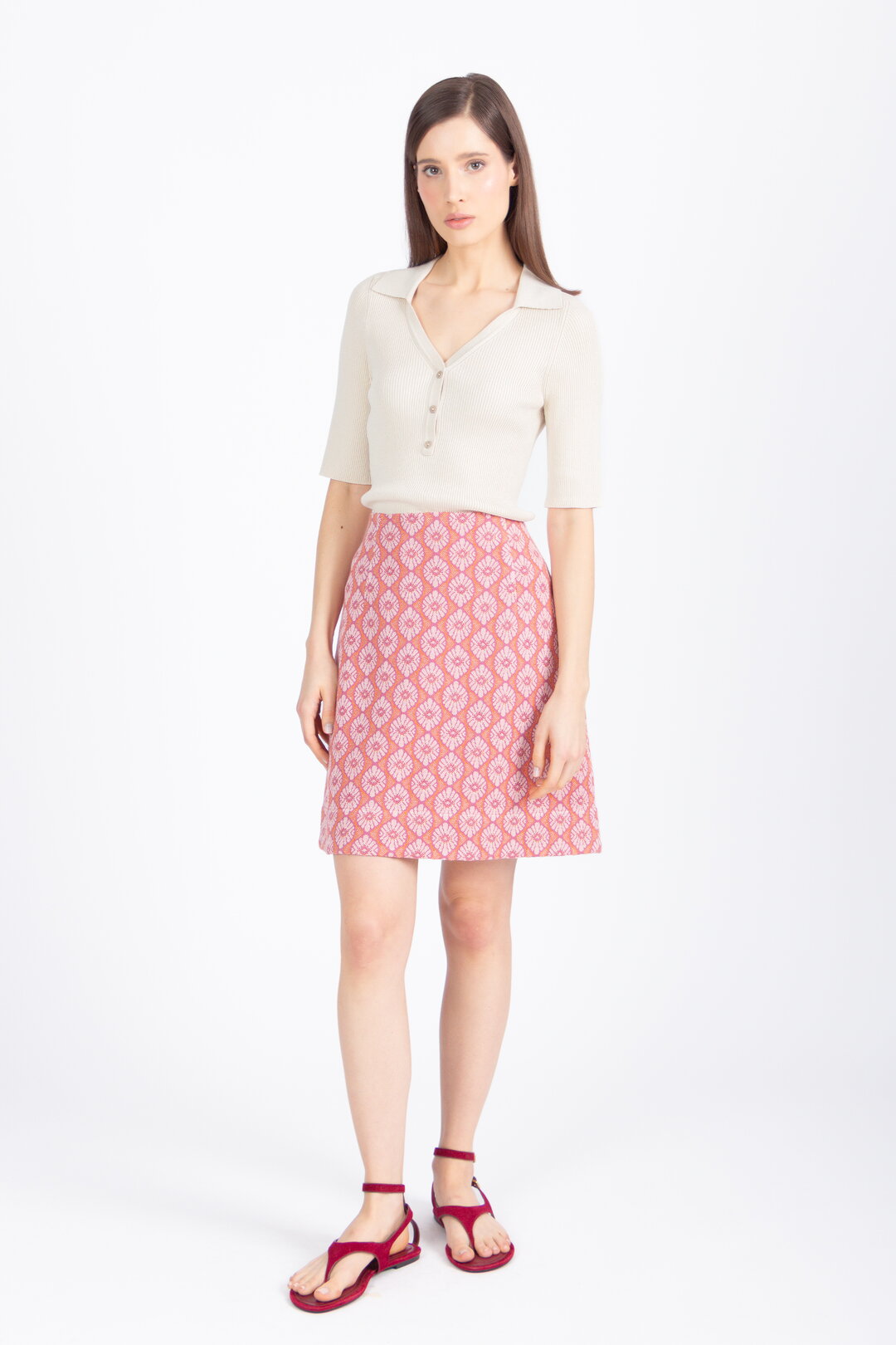 Ivko Skirt, Mediterranean Pattern - Light Pink Wash