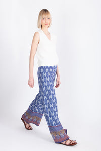 Jacquard Pants, Mediterranean Pattern - Navy Wash