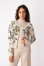 Jacquard Cardigan, Floral Pattern