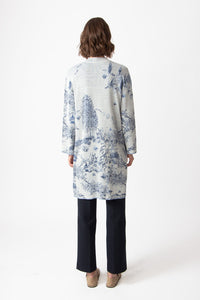 Long Cardigan, Garden Nostalgic Pattern Blue China