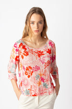 Boat Neck Pullover, Floral Print Light Pink