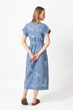 Linen Dress with Embroidery, Garden Nostalgic Pattern