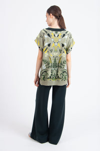 Sleeveless V-Neck Pullover, Plantopia Pattern Salvia