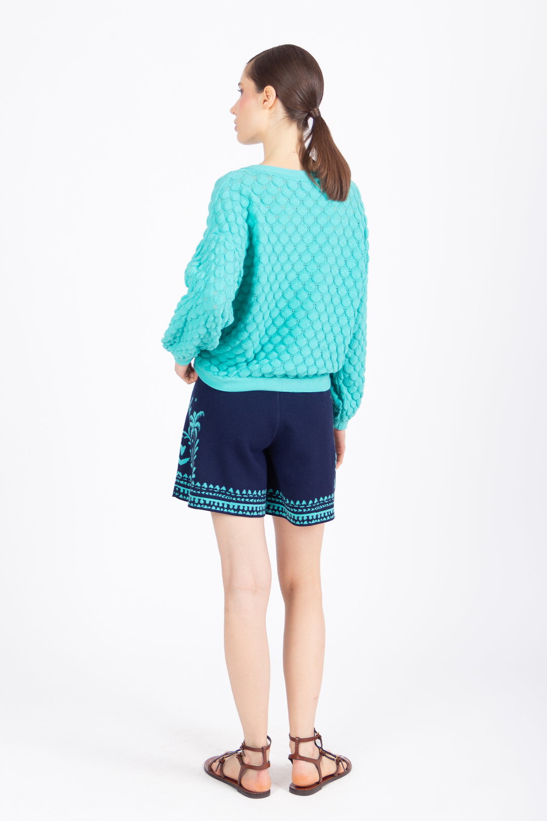 Solid Cardigan, Structure Pattern - Aqua Wash - “Only 1 Available”