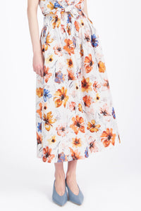 Ivko Pencil Skirt Floral Pattern - Orange & White Wash