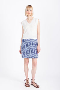 Skirt, Mediterranean Pattern - Navy Wash