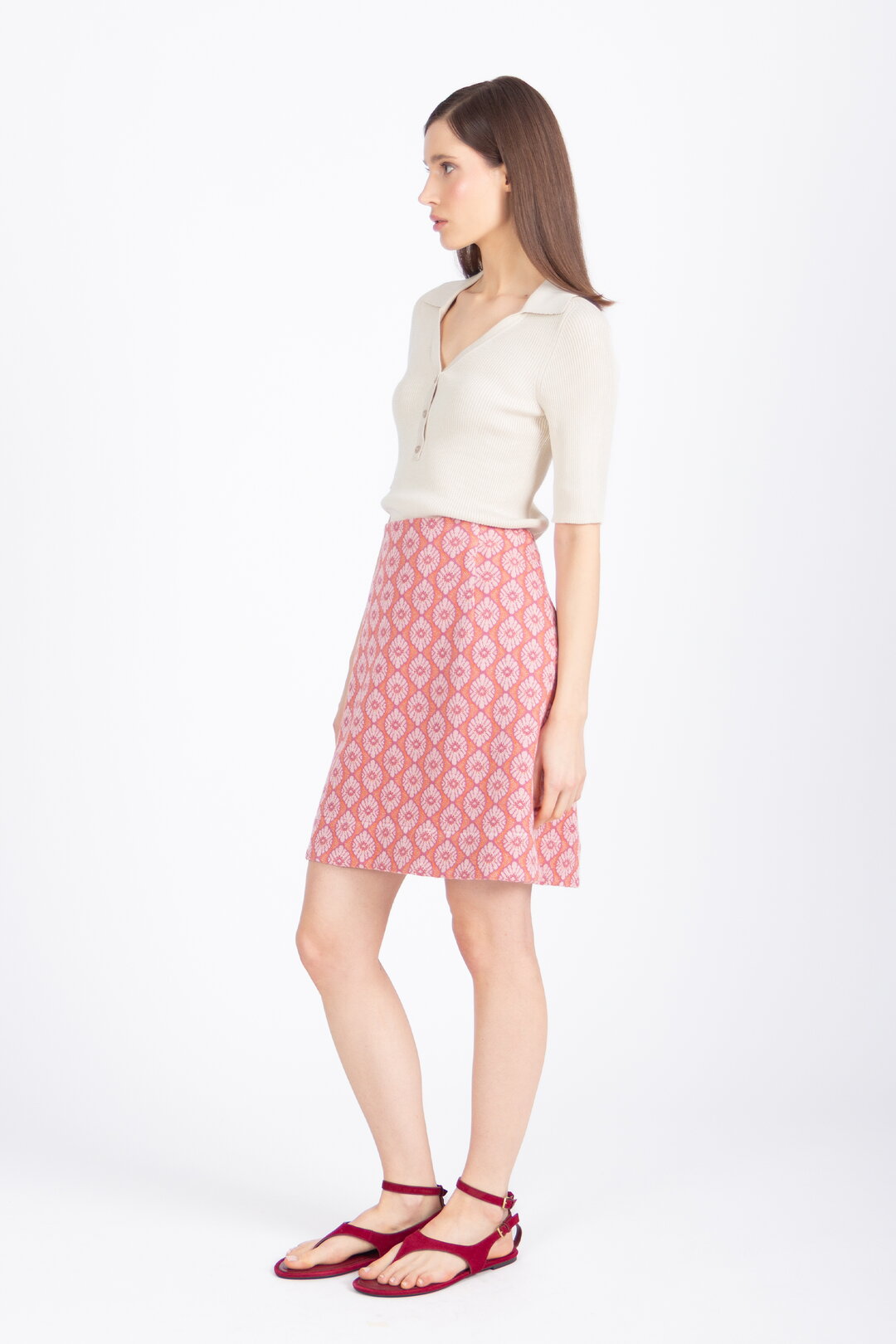Ivko Skirt, Mediterranean Pattern - Light Pink Wash