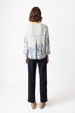 Jacquard Cardigan, Garden Nostalgic Pattern China Blue Wash